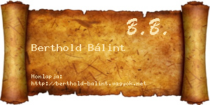 Berthold Bálint névjegykártya